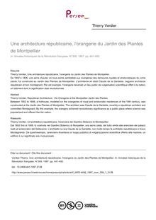 Une architecture républicaine, l orangerie du Jardin des Plantes de Montpellier - article ; n°1 ; vol.309, pg 441-450