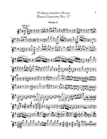 Partition violons I, Piano Concerto No.17, G major, Mozart, Wolfgang Amadeus
