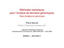 Méthodes statistiques pour l analyse de données génomiques ...