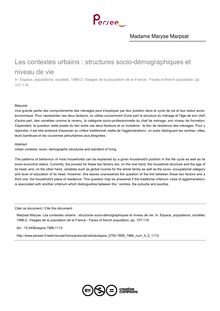 Les contextes urbains : structures socio-démographiques et niveau de vie - article ; n°2 ; vol.4, pg 107-116