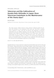Television and the Cultivation of Gender-Role Attitudes in Japan ...