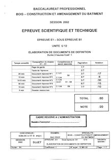 Bacpro bois construction elaboration de documents de definition 2002