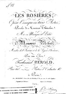 Partition Complete Orchestral Score, Les rosières, Opéra comique en trois actes