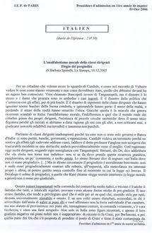 Italien 2006 Admission en master IEP Paris - Sciences Po Paris