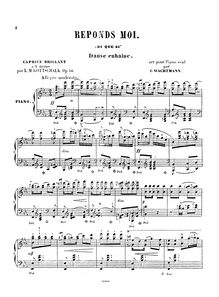 Partition complète, Réponds-moi, Op.50, Danse cubaine, Gottschalk, Louis Moreau par Louis Moreau Gottschalk