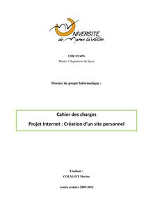 Cahier des charges Projet Internet : Création d un site personnel