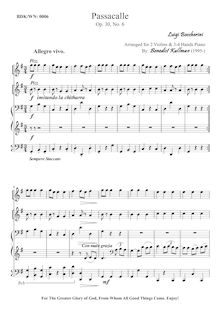 Partition Passacalle, 6 corde quintettes, G.319-324, Boccherini, Luigi