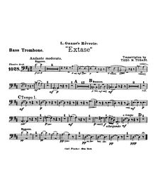 Partition basse Trombone, Extase, Rêverie, D major, Ganne, Louis