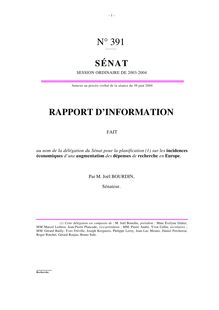 Rapport d information fait au nom de la Délégation du Sénat pour la planification sur les incidences économiques d une augmentation des dépenses de recherche en Europe