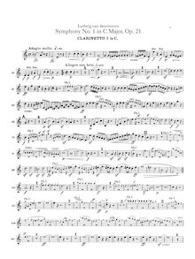 Partition clarinette 1, 2 (C, plus transposed B♭), Symphony No.1 en C, Op.21