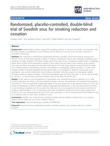 Randomized, placebo-controlled, double-blind trial of Swedish snus for smoking reduction and cessation