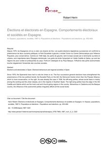 Élections et électorats en Espagne. Comportements électoraux et sociétés en Espagne. - article ; n°3 ; vol.5, pg 453-464