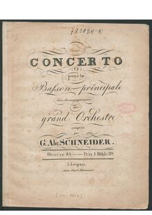 Partition basson solo (Original 400 dpi color scan), Concertos pour vents, Opp.83-90 par Georg Abraham Schneider