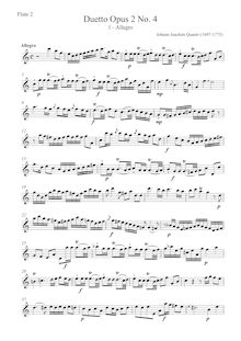 Partition flûte 2 , partie, 6 duos pour 2 flûtes, Op.2, Quantz, Johann Joachim par Johann Joachim Quantz