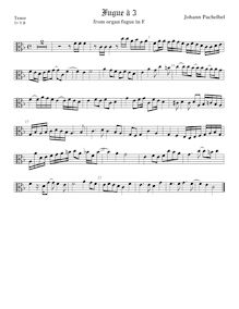 Partition ténor viole de gambe, alto clef, Fugue en F major, F major