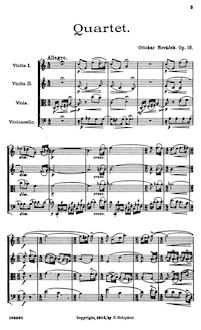 Partition complète, corde quatuor, Op.13, C major, Nováček, Ottokar