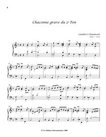 Partition Chaconne grave du 2e Ton, Pièces de clavecin du manuscrit Bauyn