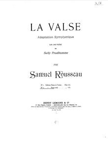 Partition complète, La valse, Adaptation symphonique sur une poésie de Sully Prudhomme