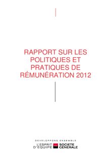 Société Générale : Rapport sur les politiques et pratiques de rémunération 2012
