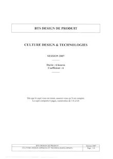 Culture design et technologies 2007 BTS Design de produits