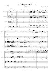 Partition Third mouvement, Streichquartett Nr.4, C major, Junck, Christian
