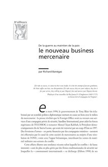 De la guerre au maintien de la paix : le nouveau business mercenaire - article ; n°1 ; vol.1, pg 179-194