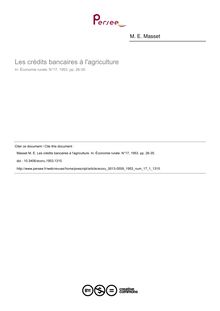 Les crédits bancaires à l agriculture - article ; n°1 ; vol.17, pg 26-35