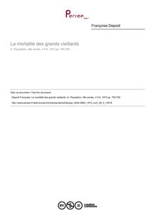 La mortalité des grands vieillards - article ; n°4 ; vol.28, pg 755-792
