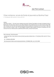 Crise ivoirienne, envois de fonds et pauvreté au Burkina Faso - article ; n°183 ; vol.46, pg 651-673