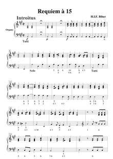Partition Organo, Requiem à 15, A major, Biber, Heinrich Ignaz Franz von