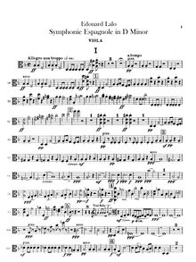 Partition altos, Symphonie espagnole, Violin Concerto No.2, D minor