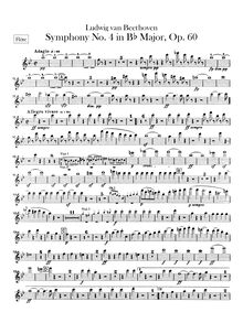 Partition flûte, Symphony No.4, B♭ major, Beethoven, Ludwig van