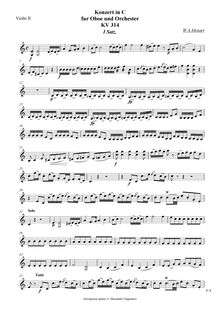 Partition violons II, Concerto en C pour hautbois et orchestre, C major