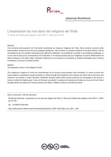 L expression du moi dans les religions de l Inde - article ; n°1 ; vol.220, pg 81-105