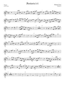 Partition ténor viole de gambe, octave aigu clef, fantaisies pour 4 violes de gambe par Simon Ives