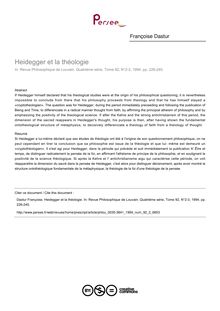 Heidegger et la théologie - article ; n°2 ; vol.92, pg 226-245