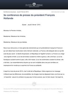 5ème Conférence de presse du Président François Hollande