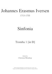 Partition trompette 1 (en D), Sinfonia, D major, Iversen, Johannes Erasmus par Johannes Erasmus Iversen