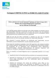 Réforme territoriale - Motion déposée par les groupes UMP/NC/CPNT et Forces Aquitaine 
