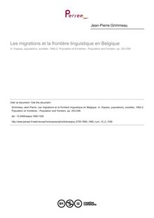 Les migrations et la frontière linguistique en Belgique - article ; n°2 ; vol.10, pg 253-258