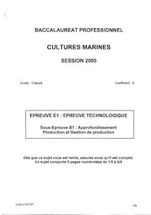 Economie et commerce 2005 Bac Pro - Cultures marines