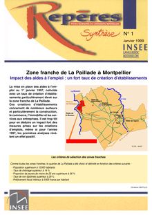 Zone franche de La Paillade, à Montpellier : impact des aides à l emploi, un fort taux de création d établissements