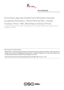 Commission régionale d histoire de la Révolution française (Languedoc-Roussillon) ; Michel Péronnet (Éd.), Chaptal, Toulouse, Privat, 1988, (Bibliothèque historique Privat)  ; n°1 ; vol.46, pg 160-161