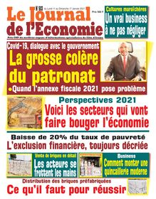 Journal de l’Economie n°603 - du Lundi 11 au Dimanche 17 Janvier 2021