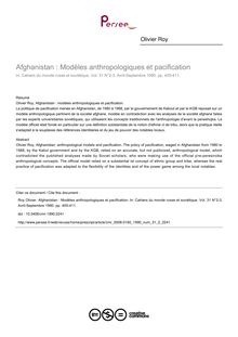 Afghanistan : Modèles anthropologiques et pacification - article ; n°2 ; vol.31, pg 405-411