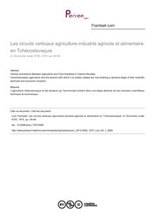 Les circuits verticaux agriculture-industrie agricole et alimentaire en Tchécoslovaquie - article ; n°1 ; vol.83, pg 45-48