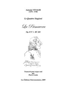 Partition , Allegro, violon Concerto en E major, RV 269, La primavera (Spring) from Le quattro stagioni (The Four Seasons)
