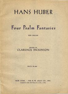 Partition couverture couleur, 4 Psalm Fantasies, Huber, Hans