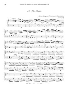 Partition , La Motet, Premier Livre de Pièces de Clavecin, Op. 1