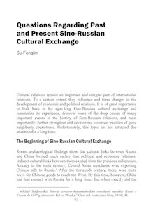 Questions Regarding Past and Present Sino-Russian Cultural Exchange